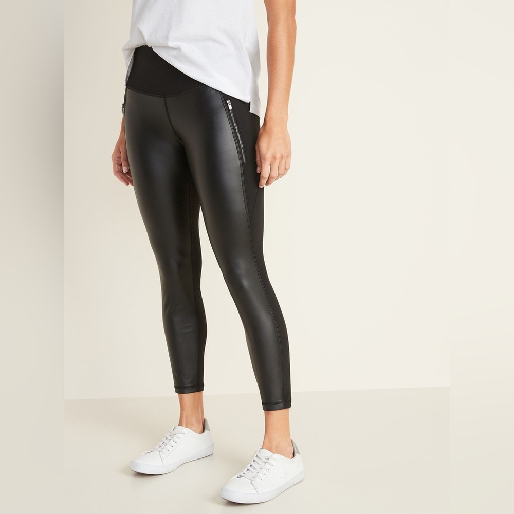 NWOT ($40) High-Rise 7/8-Length Zip-Pocket Street Leggings in Black Size Small